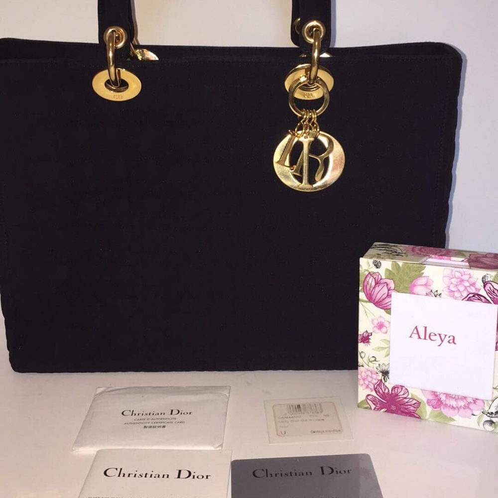 Dior Black Tote with Gold Dior Charm